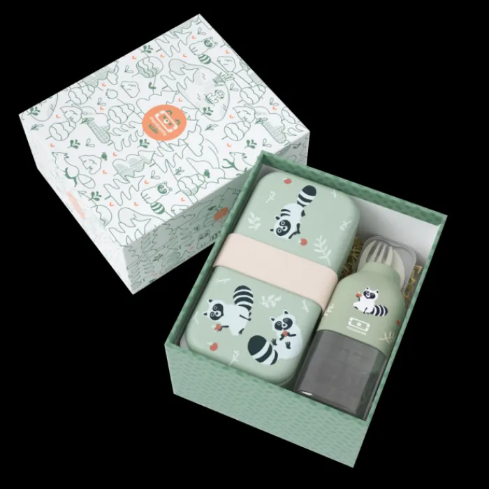 Monbento 50 - 70 € | Gift Boxes>Kids gift box MB Foodie green Raccoon