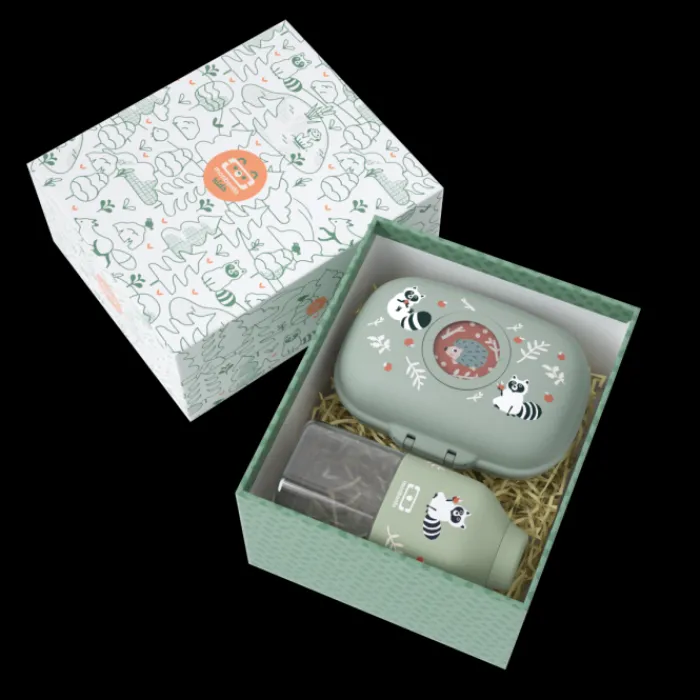 Monbento Less Than 50€ | Gift Boxes>Kids gift box MB Gram green Raccoon