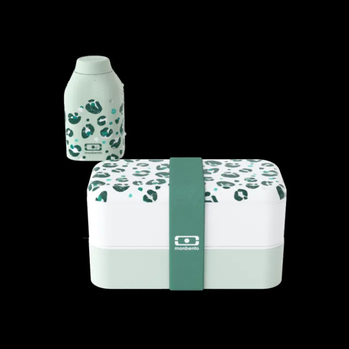 Monbento 50 - 70 €>Set lunch box + bottle green Leopard