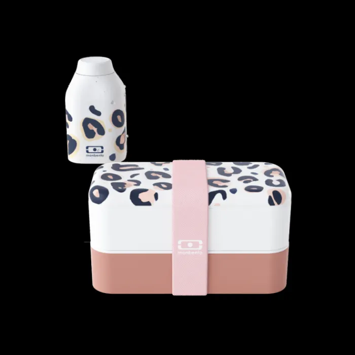 Monbento 50 - 70 €>Set lunch box + bottle pink Leopard