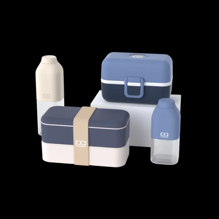 Monbento More Than 70 € | Sets Parents / Kids>Set lunch boxes parents/kids blue