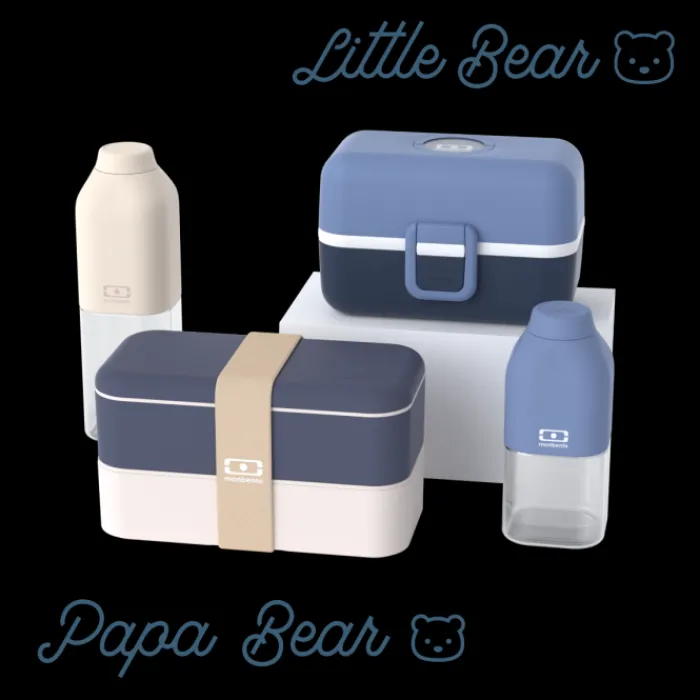 Monbento Sets Parents / Kids | Parents / Kids>Set lunch boxes parents/kids blue "Papa Bear/Little Bear"